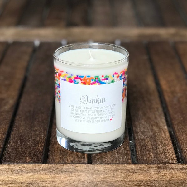 Birthday Sprinkle Candles in Glass Tumbler, Birthday Cake Scented Candle, Happy Heavenly Birthday Candles, Soy Wax Candles