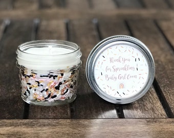 Boho Rainbow Baby Shower Candle Favors, Muted Rainbow Baby Sprinkle, Gender Neutral Baby Shower, Birthday Cake Scent Mini Mason Jar Candles