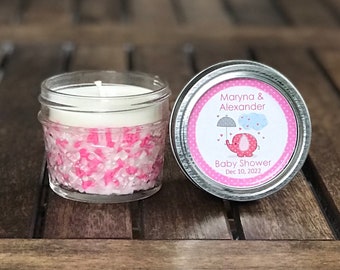 Elephant Baby Shower Candle Favors, Baby Sprinkle Candle Favors, Personalized Elephant Sprinkle Vanilla Scented Candle 4oz Ball Jar