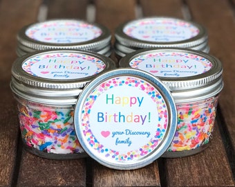 760 - 4 oz Birthday Cake Scented Candle, Personalized Birthday Party Candle Favors, Rainbow Sprinkle Candle Favors, Bulk Candle Favors