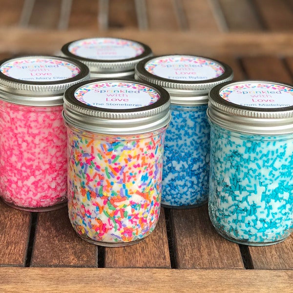 8 oz Custom Candles in Any Color, Custom Candle Party Favors, Personalized Mason Jar Candles, Baby Sprinkle Favors