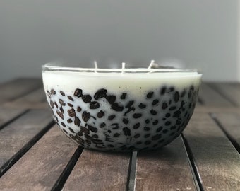 Coffee Bean Candles in Glass Bowl with 3 Wicks, Roasted Coffee Scented Candle Made with Premium Soy Wax Candles in Glass Bowl