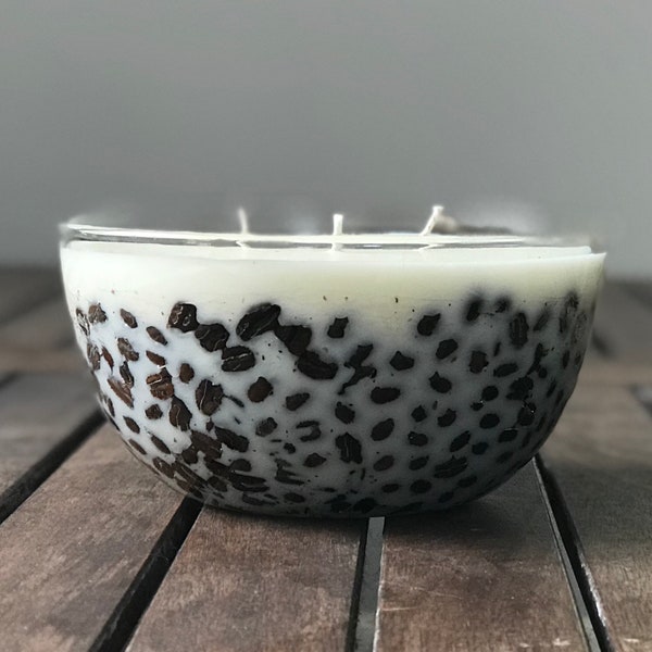 Coffee Bean Candles in Glass Bowl with 3 Wicks, Roasted Coffee Scented Candle Made with Premium Soy Wax Candles in Glass Bowl