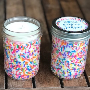 8 oz Birthday Cake Scented Candle, Personalized Birthday Party Candle Favors Rainbow Sprinkle Candle Favors, Birthday Candle Gifts