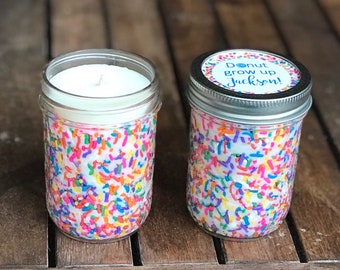 8 oz Birthday Cake Scented Candle, Personalized Birthday Party Candle Favors Rainbow Sprinkle Candle Favors, Birthday Candle Gifts