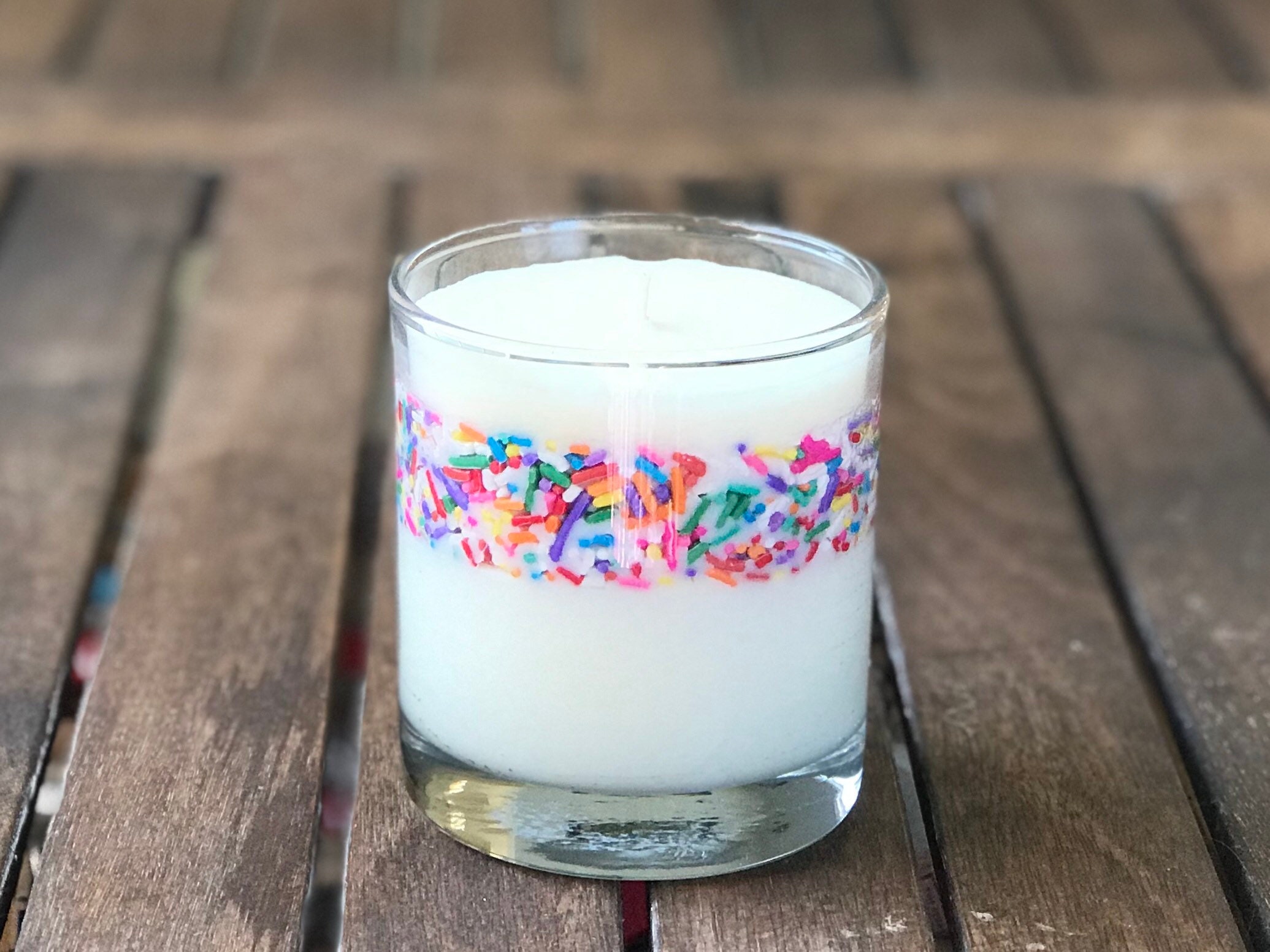 Birthday Sprinkle Candles in Glass Tumbler Birthday Cake Etsy