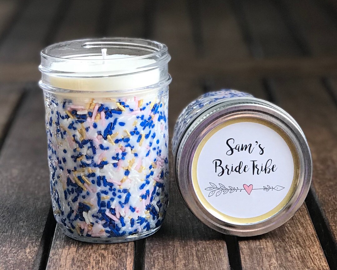 Personalized Bridal Shower Candle Favors: Wedding Cake Scented Soy Wax ...