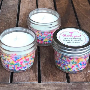 Baby Shower Candle Favors, Birthday Cake Scented Rainbow Baby Sprinkle Favors, Donut Party Favors, Gender Neutral Baby Shower Candle Favors