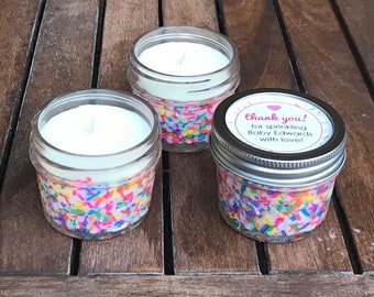 Baby Shower Candle Favors, Birthday Cake Scented Rainbow Baby Sprinkle Favors, Donut Party Favors, Gender Neutral Baby Shower Candle Favors