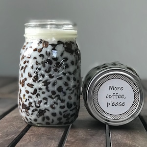 16 oz Coffee Candle with Coffee Beans and Roasted Coffee Scent with Personalized Label, Coffee Scented Premium Soy Wax Candle in Mason Jar