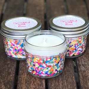 30 - 4 oz Baby Shower Candle Favors, Rainbow Baby Sprinkle Candles, Donut Party Candle Favors, Gender Neutral Baby Shower Candles