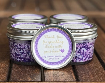 Bulk Custom Sprinkle Candles Any Color, Personalized Candle Favors, Baby Shower Favors, 4 oz Mason Jar Vanilla Scented Soy Wax Candle Favors