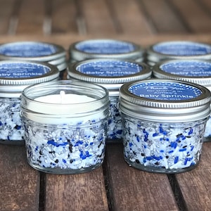 25 - 4 oz Custom Candles in Any Color, Personalized Candle Party Favors, Baby Shower Favors, 4 oz Mason Jar Candle Favors