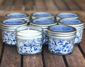 25 Custom Sprinkle Candles: 4oz Mason Jar Favors, Personalized Label