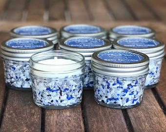 35 - 4 oz Custom Candles in Any Color, Personalized Candle Party Favors, Baby Shower Favors, 4 oz Mason Jar Candle Favors