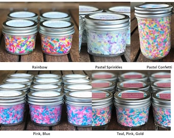 Examples of Custom Sprinkle Candles and Personalized Labels