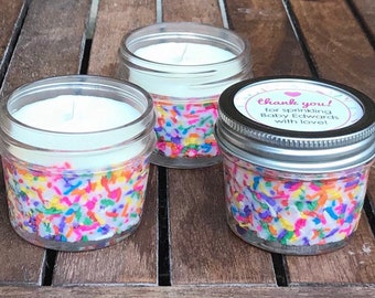 Bulk Baby Sprinkle Candle Favors, Rainbow Baby Shower Candles, Birthday Cake Scented Soy Wax Candles, Custom Sprinkle Candles