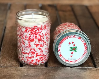 Christmas Candle: Red and White Candy Cane Scented Candle