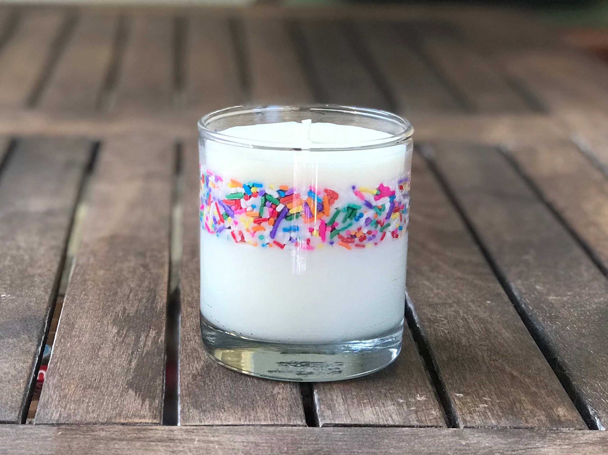Birthday Sprinkle Candles in Glass Tumbler Birthday Cake Etsy