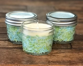 Bulk Custom Sprinkle Soy Candle Favors: 4 oz Mason Jar, Vanilla Scent