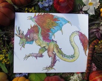 Gevederde bosrijke Wyvern PRINT