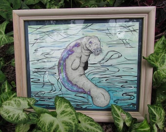 Asha The Manatee FRAMED ORIGINAL