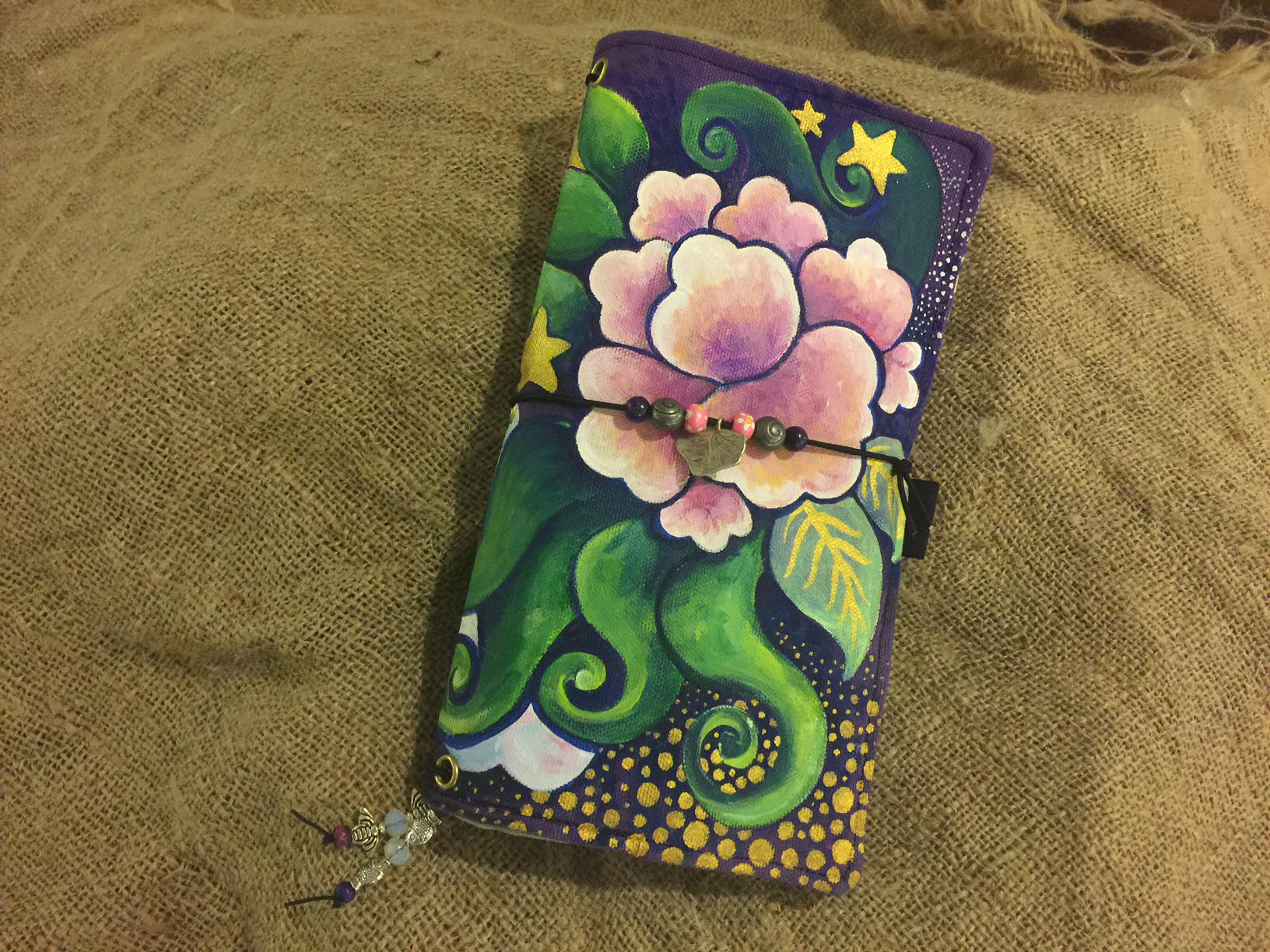 Handcrafted canvas journal for use in planning, traveling, journaling