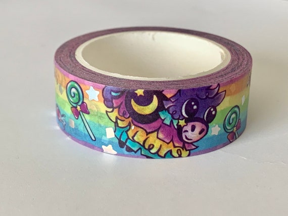 Original washi tape design, Candi the Piñata with rainbow and holographic accents