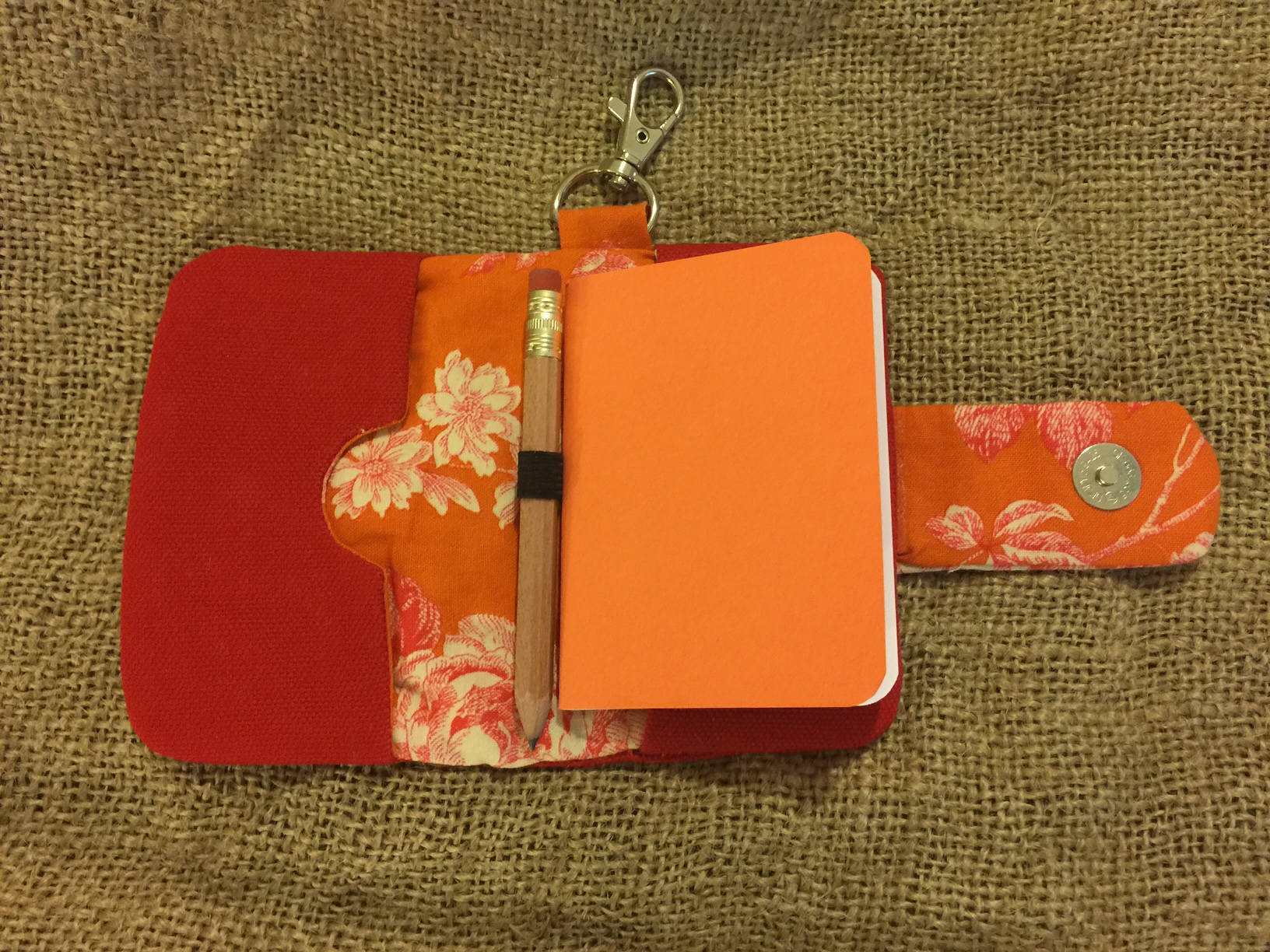 Clearance clip on mini notebook card wallet red canvas notebook and