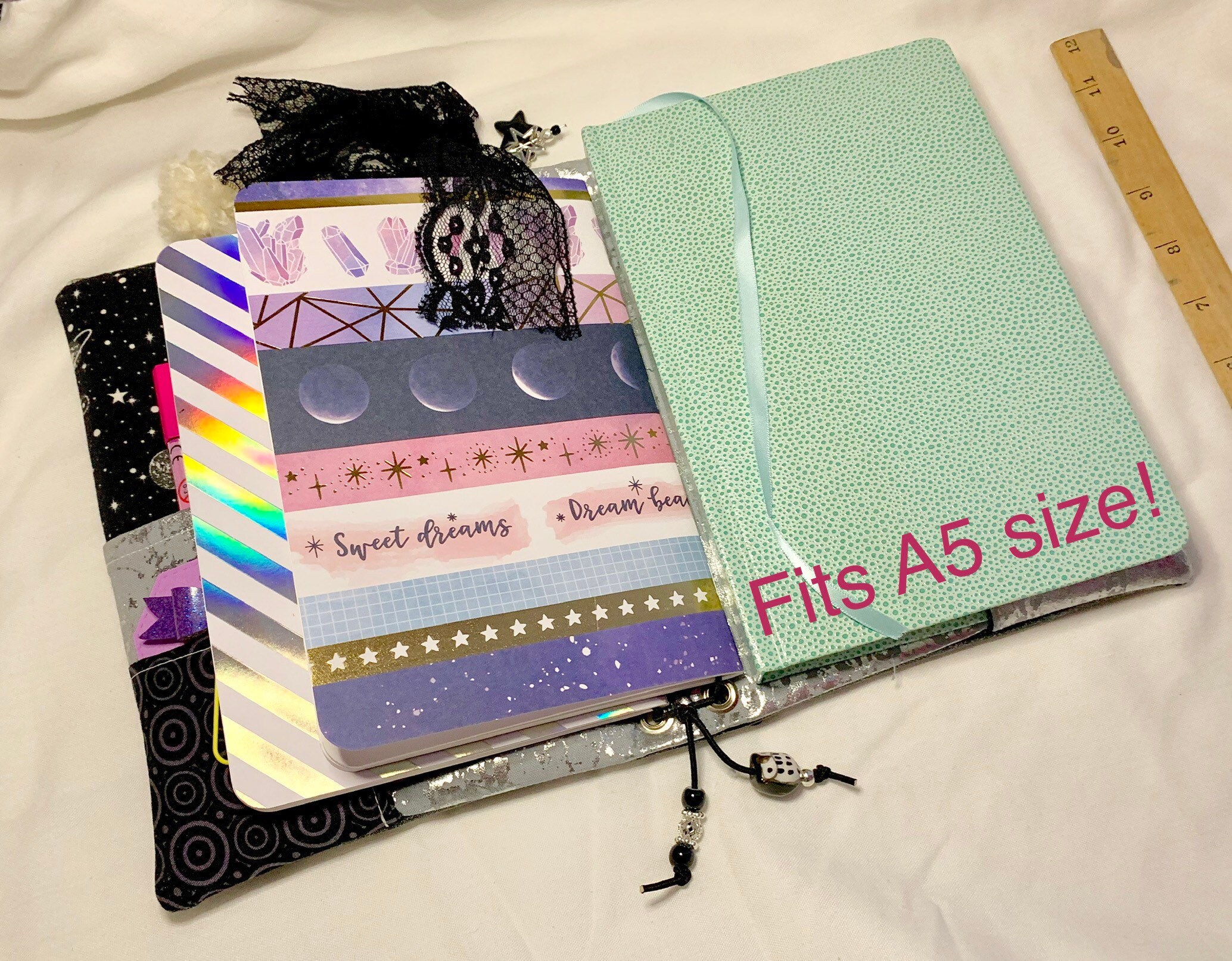 Sparkling black vinyl pin display notebook cover! Super shiny! A5 size