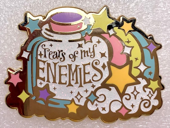 Tears of my Enemies bottle with rainbow, hard enamel pin of my original artwork! Sassy, salty, and sparkly!