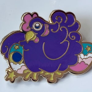 Egg-clipse the Cosmic chicken hard enamel pin original character design colorful with glitter accents, 1.5”. Collect pins, collect art!