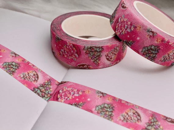 Original washi tape design Glitter and Pink Ceramic Christmas Tree washi tape in full color