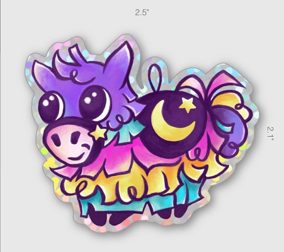 Original Sticker Design, Candi the Piñata on a holographic background