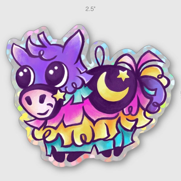 Original Sticker Design, Candi the Piñata on a holographic background