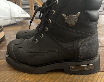 Vintage 90's Harley Davidson Motorcycles Black Leather Lace up