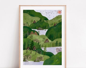 A4 Shirakawa-Go Giclee Print