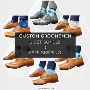 GROOMSMEN SOCKS / Custom Socks Bundle / 6 Sets / Premium Bamboo Socks / Wedding Socks / Dress Socks / Fathers Day Gift / Best Christmas Gift