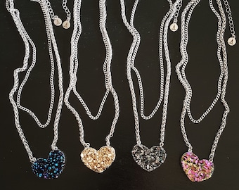 Large Candy Heart Druzy Double Chain Necklace