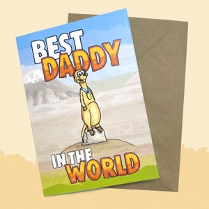 Best Daddy in the World - Cartoon Meerkat Fathers Day Card - A5