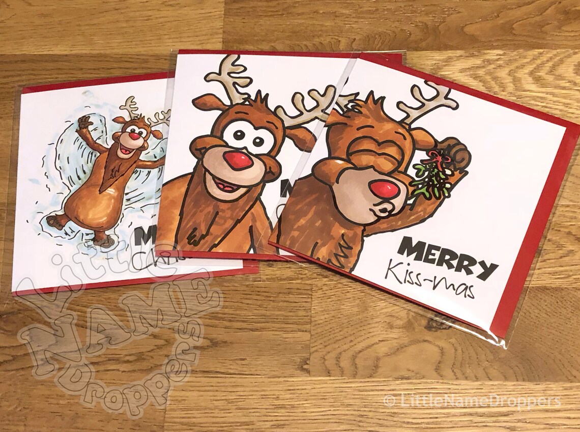 Cartoon Character Christmas Cards 6 Pack Snow Angel Etsy UK