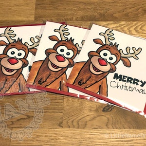 Cartoon Character Christmas Cards - 6 pack - Snow Angel, Rudolph, Penguin, Polar Bear. Mix and match