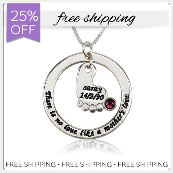 footprint necklace with birthstone
