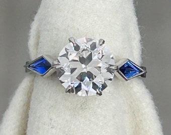 Old European Cut Lab Diamond Ring Vintage Style