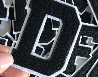NEW 3.1 Inch Chenille Letter | Black Chenille Letter | Chenille Letters | Iron On Patches | Alphabet Patch | Sew On Letter Patches