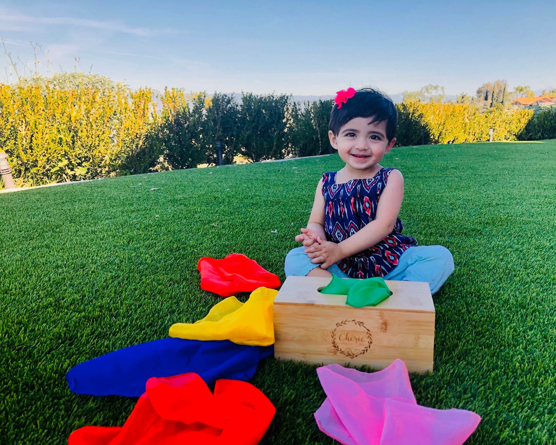 Organic Wooden Baby Tissue Box Toy with Colorful Ecofriendly Etsy