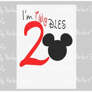 Mickey Mouse oh twodles birthday present cutting file svg png