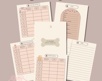 Pet Care Binder | Dog Sitter and Emergency Info Planner | Feeding, Medication and Walking Schedule | Editable Canva PDF
