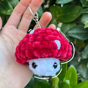 Crochet Mushroom Keychain | Crochet Fidget Toy Keychain | Crochet Mushie Pop | Cute Amigurumi Poppable Mushroom | Fluffy Plush Keychain