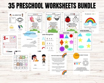 Printable Toddler Worksheets Toddler Workbook Instant Download Alphabet, Numbers, Shapes, Colors,  Educational pages